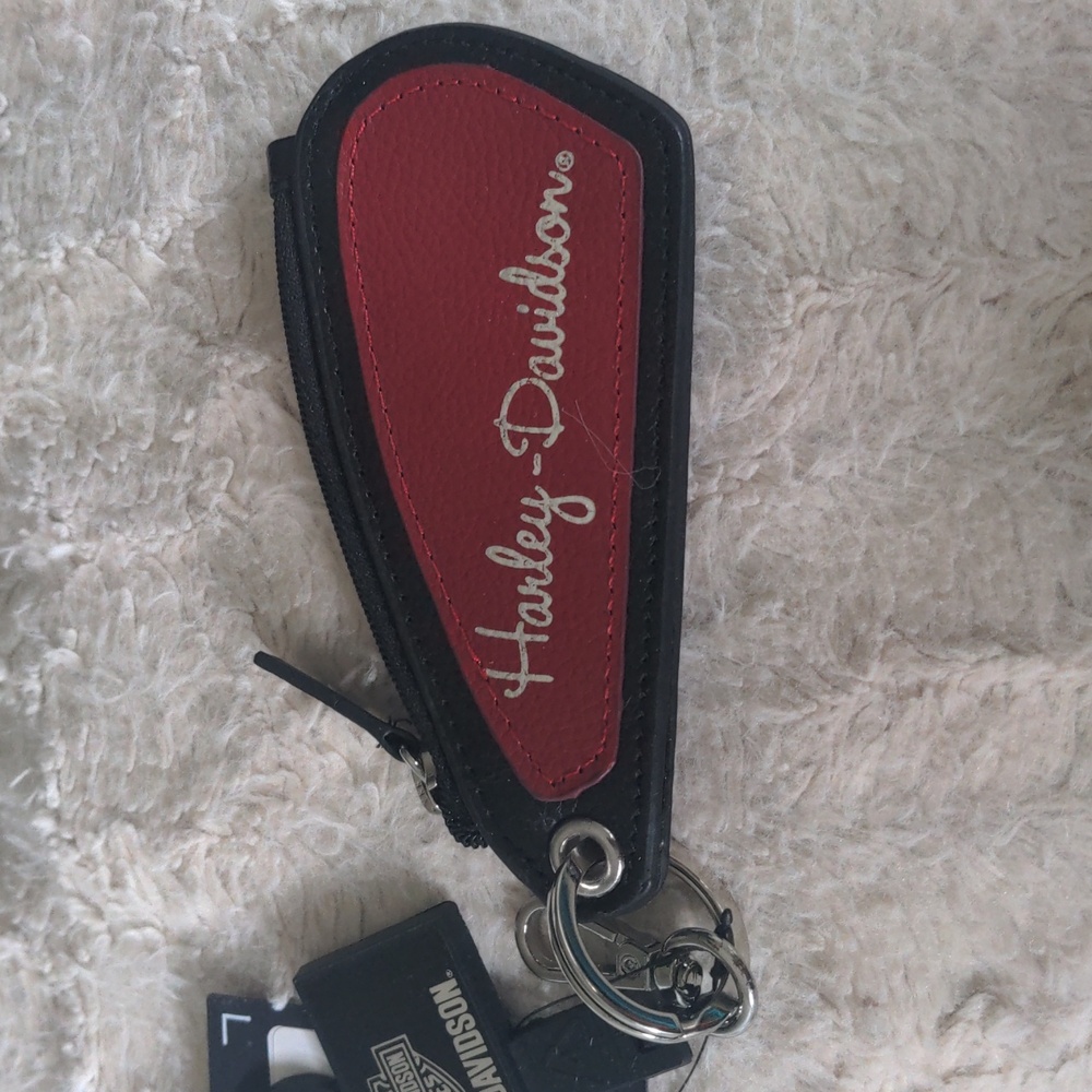 Harley Davidson red & black coin purse gas tank key chain. New with Tags